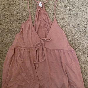 Pink flowy v-neck tank top